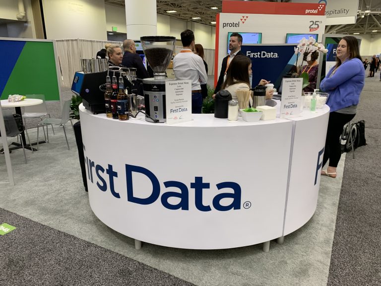 La Vita Espresso branded coffee cart setup at a Twin Cities trade show brand activation