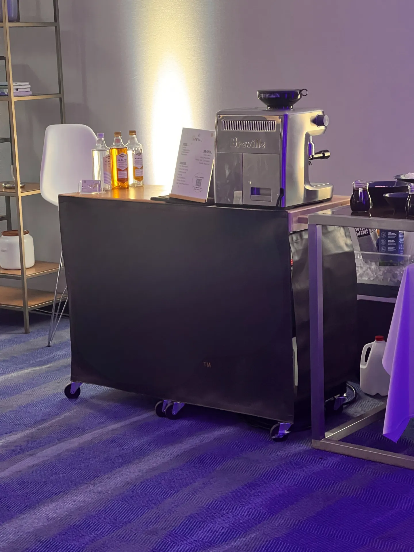 Example of consumer-grade espresso equipment at a catering event