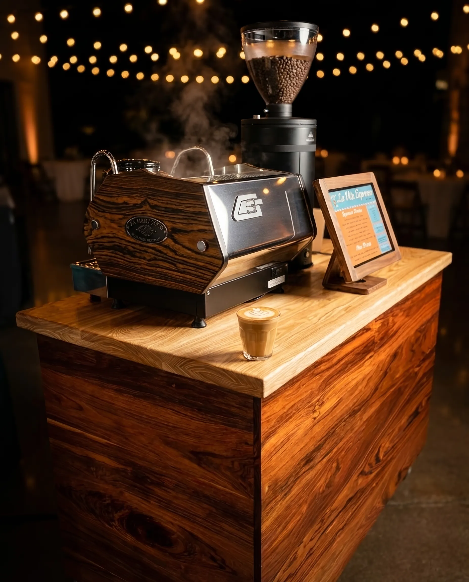 La Vita Espresso handcrafted coffee cart for coffee catering, smoothie catering, and gelato catering in Minneapolis, Twin Cities, and across Minnesota