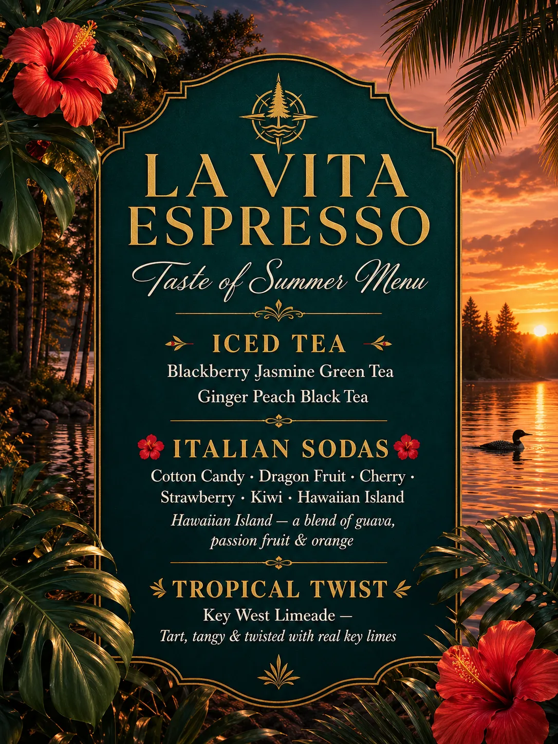 Taste of Summer seasonal coffee cart catering menu for Twin Cities outdoor events by La Vita Espresso